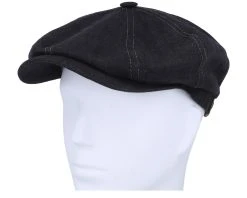 Hatteras Linen Black Flat Cap - Stetson -Fashion Hat Discount Store 4043898354530 5