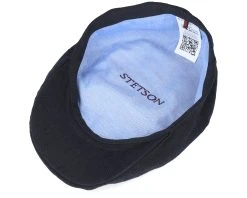 Ivy Cap Linen Black Flat Cap - Stetson -Fashion Hat Discount Store 4043898358804 4