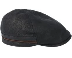 Duck Cap Cowhide Black Flat Cap - Stetson -Fashion Hat Discount Store 4043898396462 3