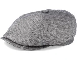 6-Panel Linen Fischgrat Grey Flat Cap - Stetson