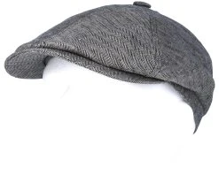 6-Panel Linen Fischgrat Grey Flat Cap - Stetson -Fashion Hat Discount Store 4043898456531 5