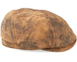 6-Panel Pigskin Brown Flat Cap - Stetson -Fashion Hat Discount Store 4043898456654 3