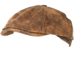 6-Panel Pigskin Brown Flat Cap - Stetson -Fashion Hat Discount Store 4043898456654 5