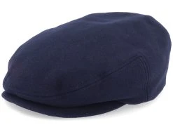 Kent Wool/Cashmere Ear Flap Navy Flat Cap - Stetson
