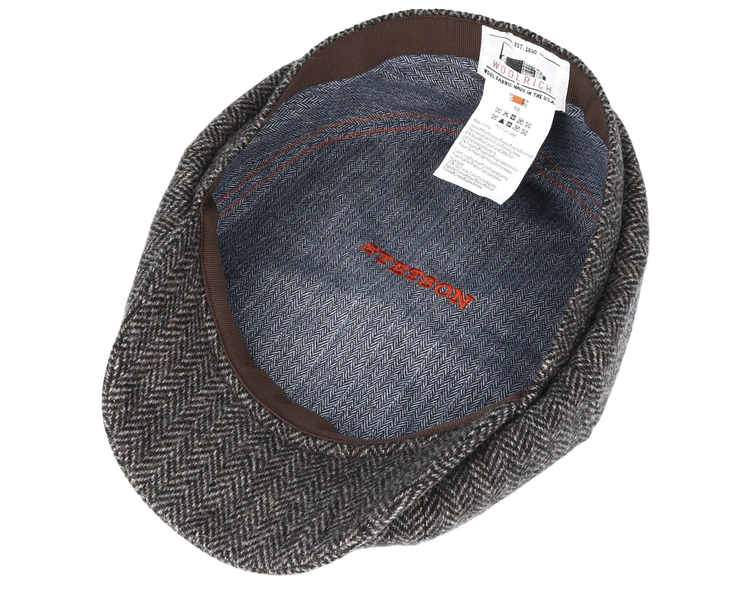 Hatteras Woolrich Herringbone Black/Grey Flat Cap - Stetson 5 Hatteras Woolrich Herringbone Black/Grey Flat Cap - Stetson - Image 5