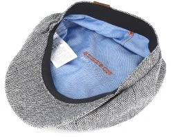 Hatteras Silk Black/White Flat Cap - Stetson -Fashion Hat Discount Store 4043898760706 4
