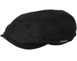 6-Panel Pigskin Black Flat Cap - Stetson