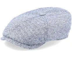 6-Panel Cap Silk Black/White Flat Cap - Stetson