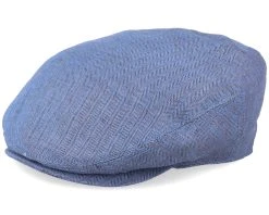 Kent Herringbone Linen Navy Flat Cap - Stetson