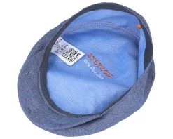 Kent Herringbone Linen Navy Flat Cap - Stetson -Fashion Hat Discount Store 4043898944533 4