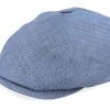 6-Panel Cap Fischgrat Navy Linen Flat Cap - Stetson