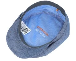 6-Panel Cap Fischgrat Navy Linen Flat Cap - Stetson -Fashion Hat Discount Store 4043898944564 4