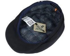 Belfast Driver Cap With Selvedge Black Flat Cap - Stetson -Fashion Hat Discount Store 4063633013294 4