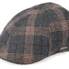 Texas Duck Shape Wool Check Brown Flat Cap - Stetson