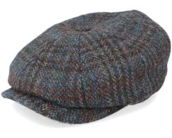 Hatteras Harris Tweed Brown/Navy Flat Cap - Stetson