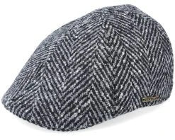 Texas Duck Shape Texas Herringbone Black/Grey Flat Cap - Stetson