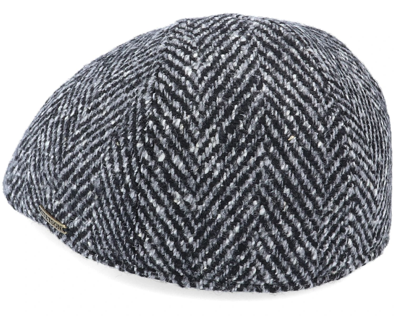 Texas Duck Shape Texas Herringbone Black/Grey Flat Cap - Stetson 2 Texas Duck Shape Texas Herringbone Black/Grey Flat Cap - Stetson - Image 2