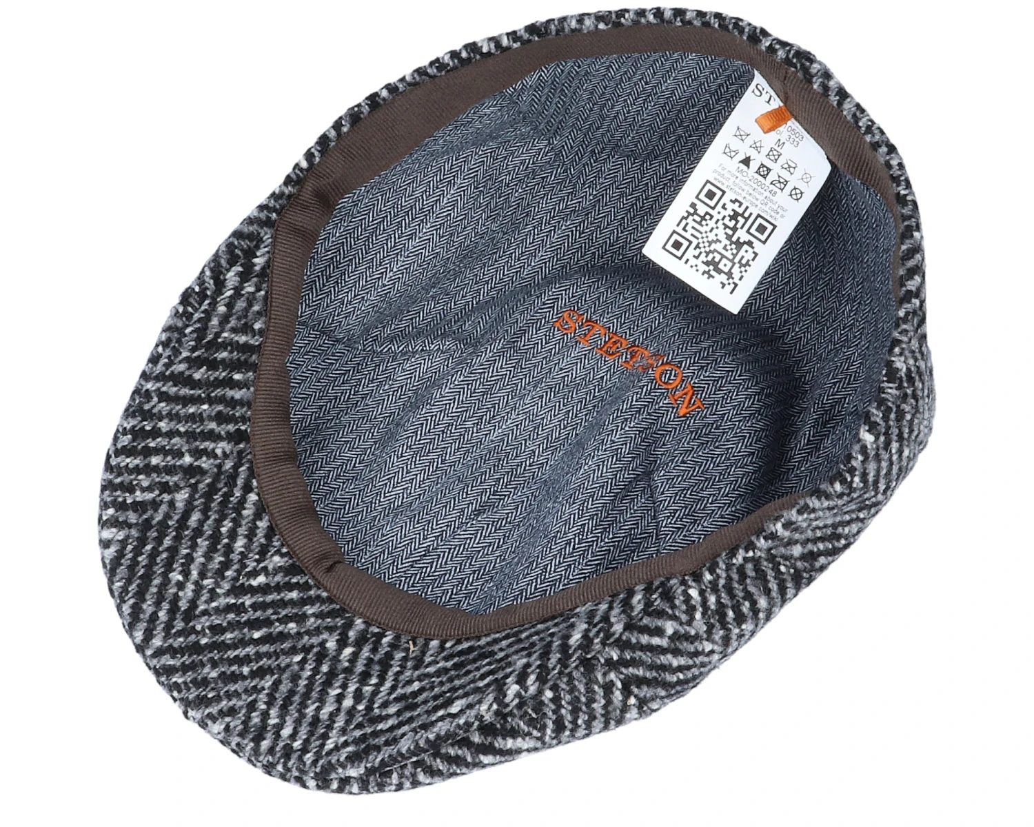Texas Duck Shape Texas Herringbone Black/Grey Flat Cap - Stetson 4 Texas Duck Shape Texas Herringbone Black/Grey Flat Cap - Stetson - Image 4