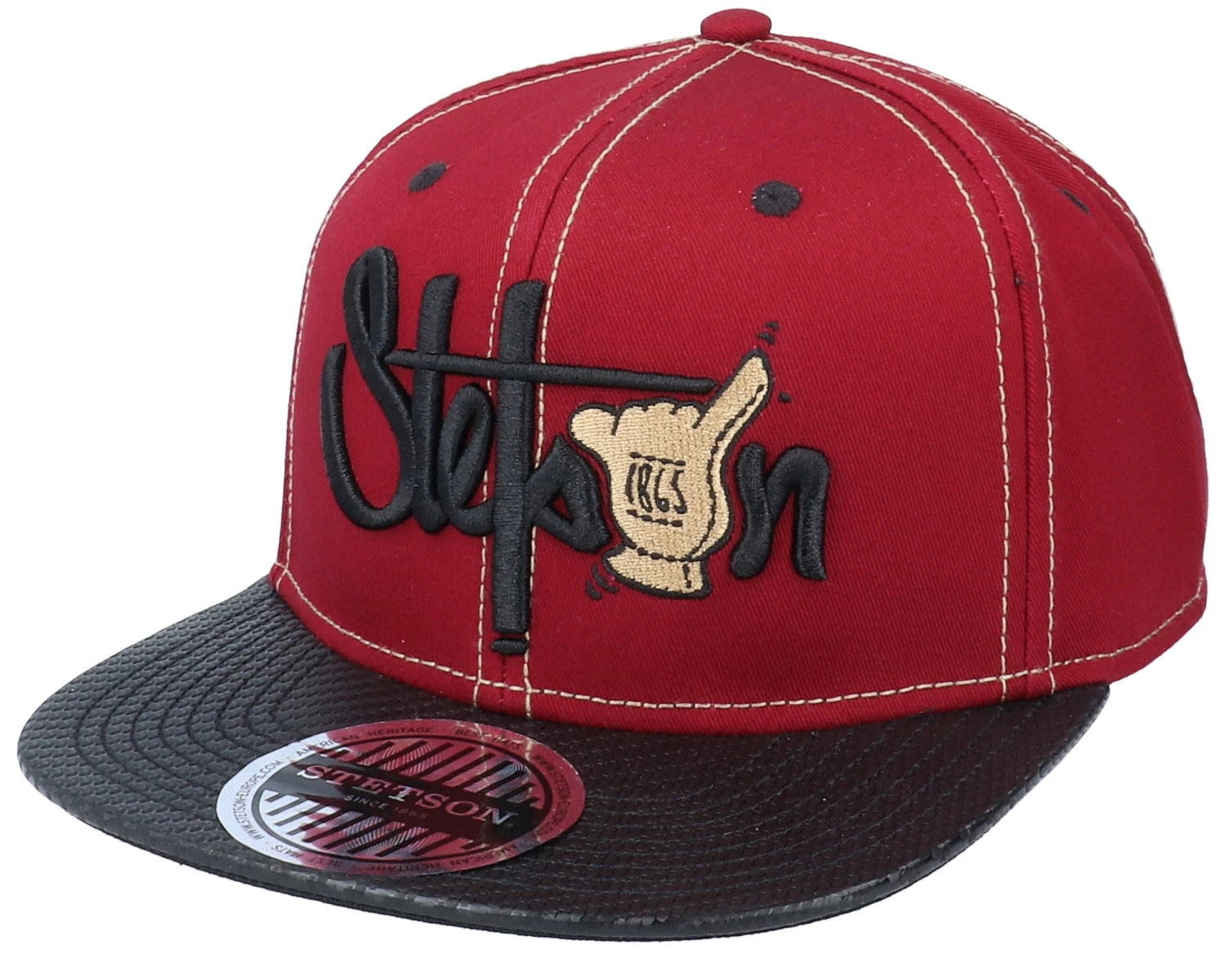 Baseball Shaka Cotton-8 Maroon/Black Snapback - Stetson 1 Baseball Shaka Cotton-8 Maroon/Black Snapback - Stetson