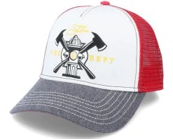 Fire Dept White/Grey/Red Trucker - Stetson