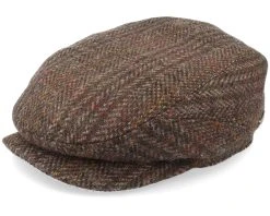 Driver Cap Harris Tweed Brown Flat Cap - Stetson