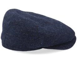 Driver Cap Wool Herringbone Navy Flat Cap - Stetson -Fashion Hat Discount Store 4063633064456 3