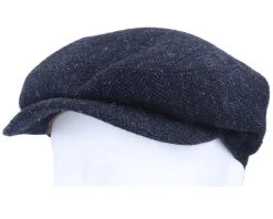 Driver Cap Wool Herringbone Navy Flat Cap - Stetson -Fashion Hat Discount Store 4063633064456 5