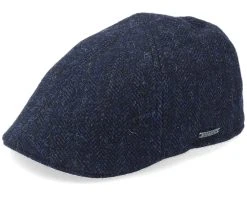 Texas Wool Herringbone Navy Flat Cap - Stetson