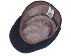 Texas Wool Herringbone Navy Flat Cap - Stetson -Fashion Hat Discount Store 4063633064555 4