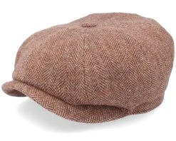 Hatteras Wool Herringbone Brown Flat Cap - Stetson