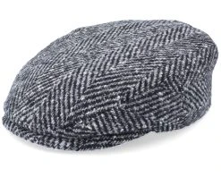 Kent Herringbone Black/Grey Flat Cap - Stetson