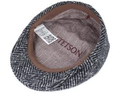 Kent Herringbone Black/Grey Flat Cap - Stetson -Fashion Hat Discount Store 4063633065934 4