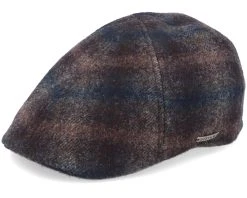 Texas Wool Check Brown Flat Cap - Stetson