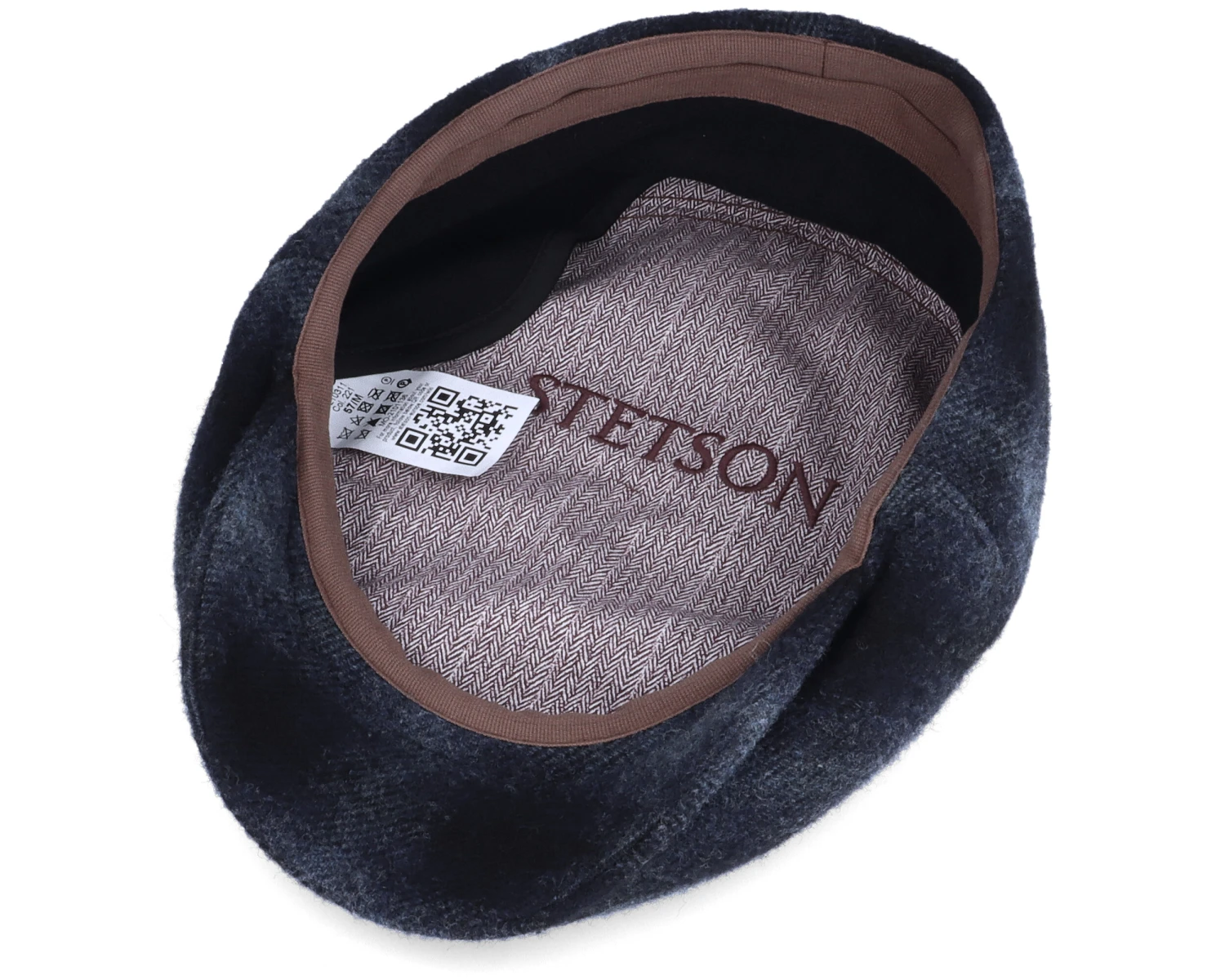 Kent Ef Wool Check Navy Earflap Flat Cap - Stetson 4 Kent Ef Wool Check Navy Earflap Flat Cap - Stetson - Image 4