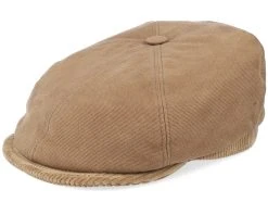 6-Panel Cap Soft Cotton/Cord Brown Flat Cap - Stetson