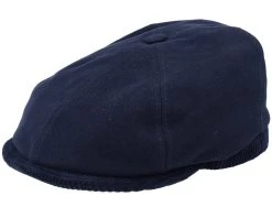 Fashion Hat Discount Store 25 6-Panel Cap Soft Cotton/Cord Navy Flat Cap - Stetson