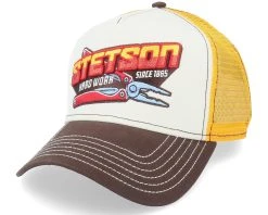 Hard Work White/Yellow/Brown Trucker - Stetson