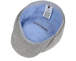 Hatteras Virgin Wool/Linen Light Grey Flat Cap - Stetson -Fashion Hat Discount Store 4063633079429 4