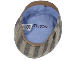 Driver Cap Linen Striped Flat Cap - Stetson -Fashion Hat Discount Store 4063633085116 4