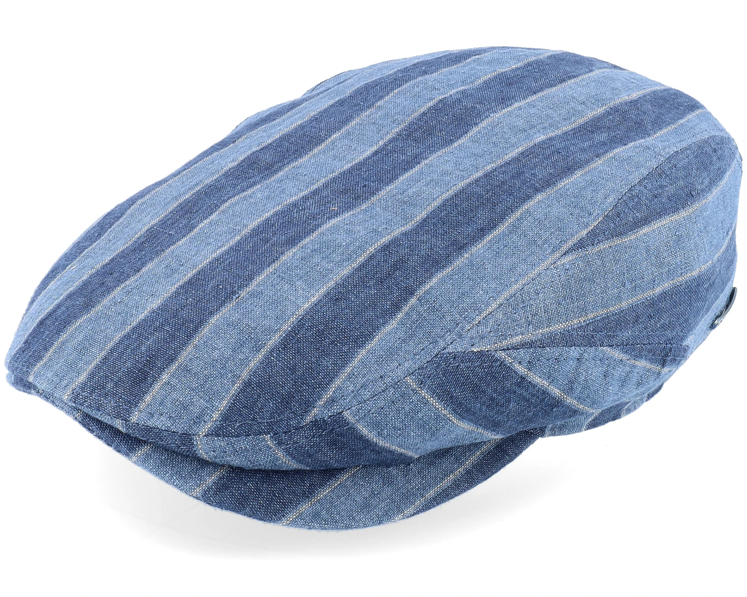 Driver Cap Linen Stripes Blue Flat Cap - Stetson 1 Driver Cap Linen Stripes Blue Flat Cap - Stetson