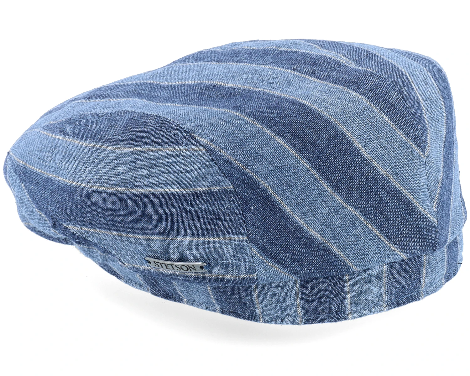 Driver Cap Linen Stripes Blue Flat Cap - Stetson 2 Driver Cap Linen Stripes Blue Flat Cap - Stetson - Image 2