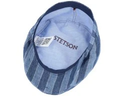 Driver Cap Linen Stripes Blue Flat Cap - Stetson 8 Driver Cap Linen Stripes Blue Flat Cap - Stetson -Fashion Hat Discount Store 4063633085130 4