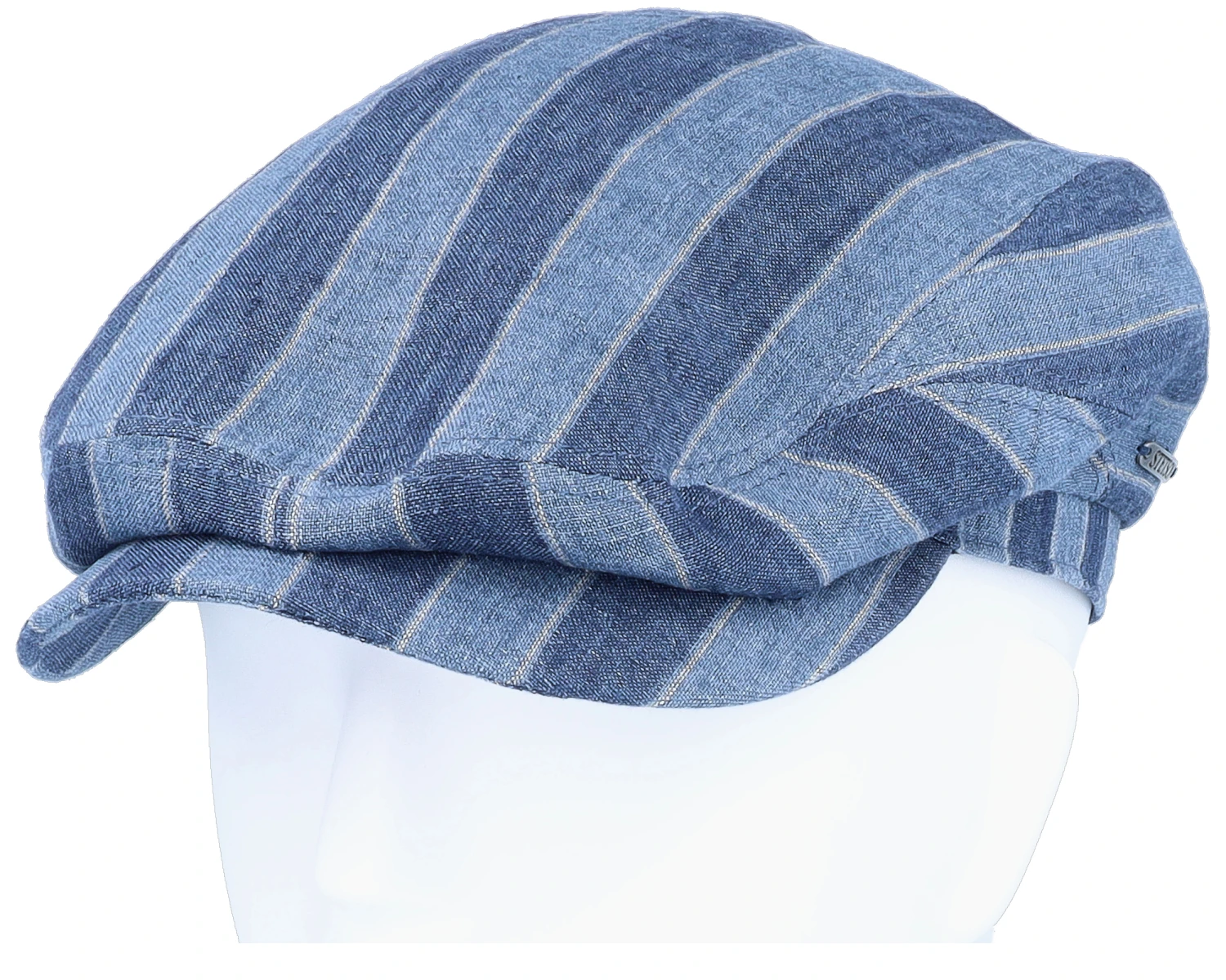 Driver Cap Linen Stripes Blue Flat Cap - Stetson 5 Driver Cap Linen Stripes Blue Flat Cap - Stetson - Image 5