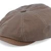 Hatteras Waxed Organic Cotton Brown Flat Cap - Stetson