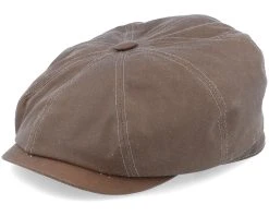 Hatteras Waxed Organic Cotton Brown Flat Cap - Stetson