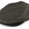 Driver Cap Waxed Organic Cotton Olive Flat Cap - Stetson