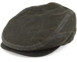 Driver Cap Waxed Organic Cotton Olive Flat Cap - Stetson