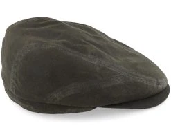 Driver Cap Waxed Organic Cotton Olive Flat Cap - Stetson -Fashion Hat Discount Store 4063633091872 3