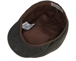 Driver Cap Waxed Organic Cotton Olive Flat Cap - Stetson -Fashion Hat Discount Store 4063633091872 4