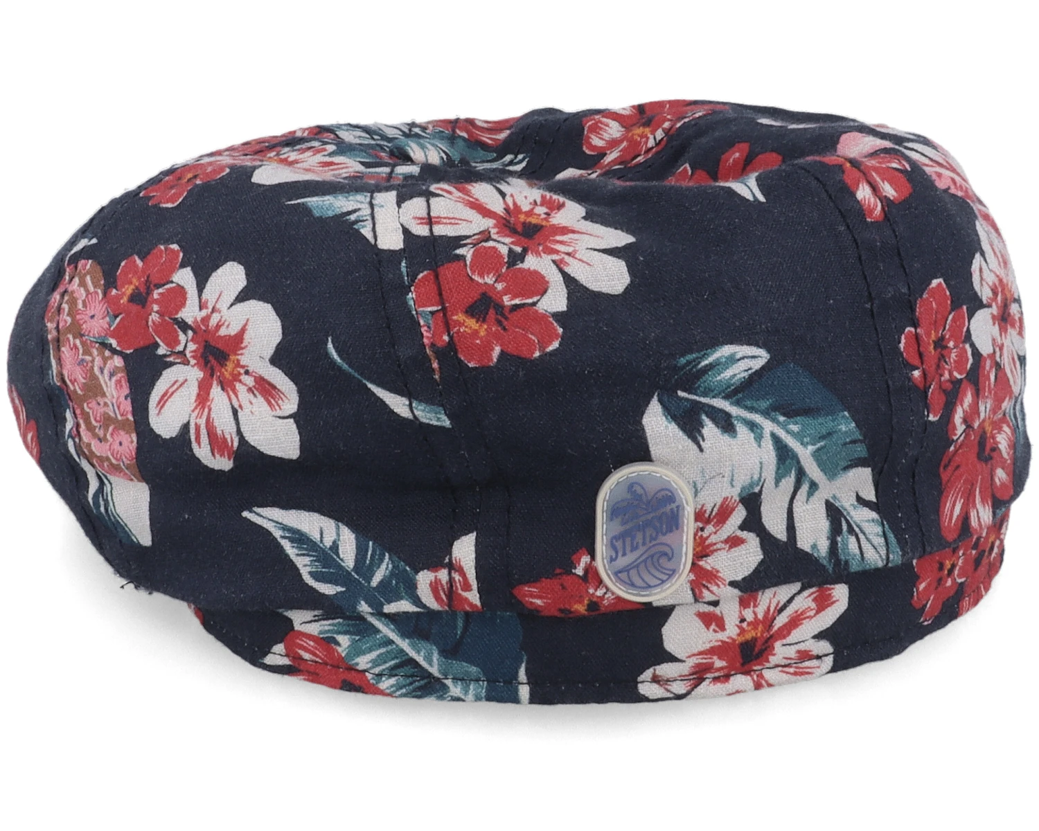 Hatteras Linen Flowers Navy Flat Cap - Stetson 2 Hatteras Linen Flowers Navy Flat Cap - Stetson - Image 2
